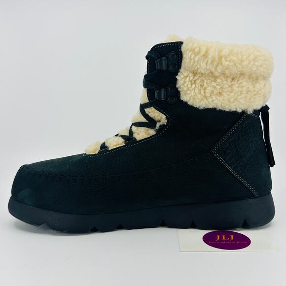 Manitobah Muklucks Women's Pacific Hiker Black Leather Shearling Boots Size 11 - Picture 8 of 11